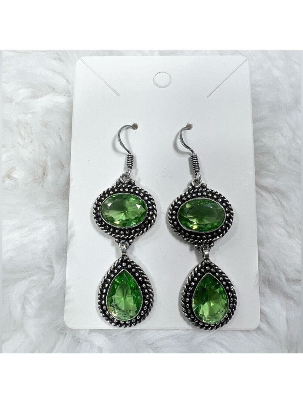 Peridot Rope Design 925 Pendant Bracelet Earrings & Chain (synthetic stones) - Picture 5 of 11